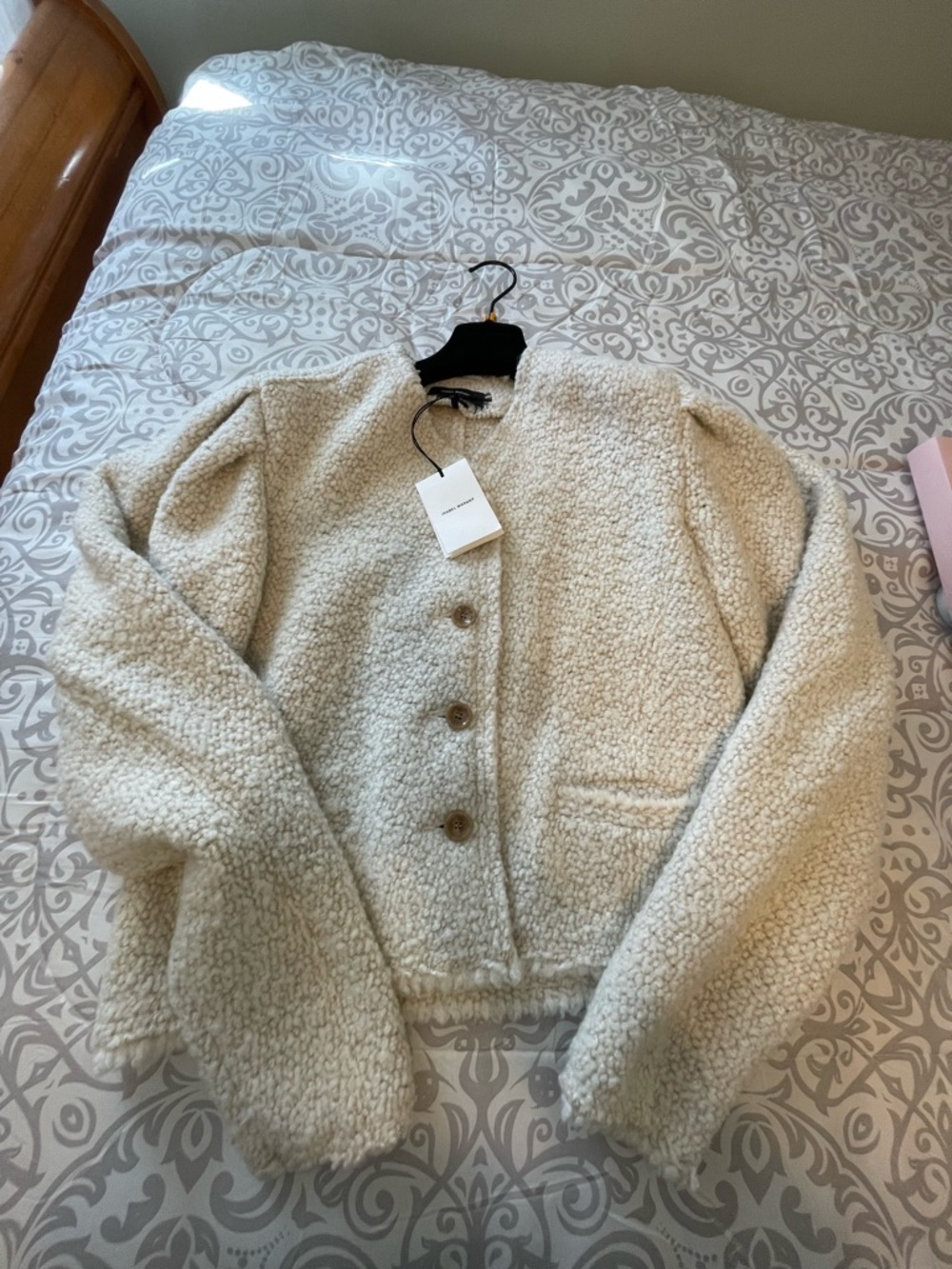 Isabel Marant Veste Izma Cream Textured Sherpa Jacket